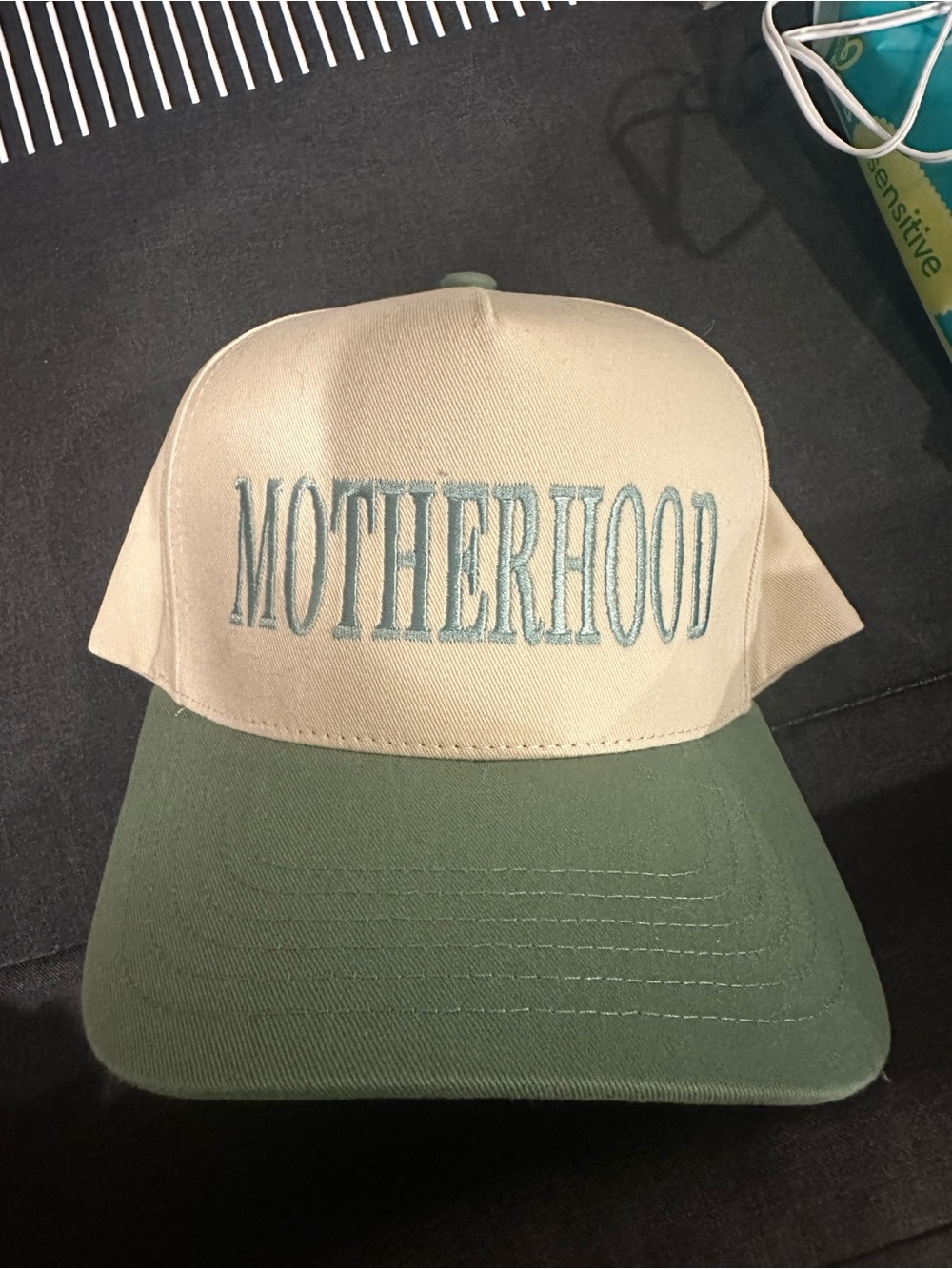 C.C Beige and Green "Motherhood" Baseball Cap